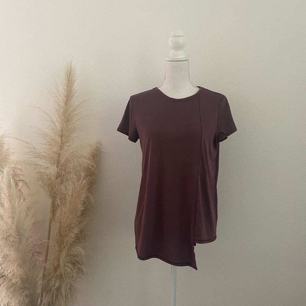 H&M divided asymmetrical tee shirt maroon purple